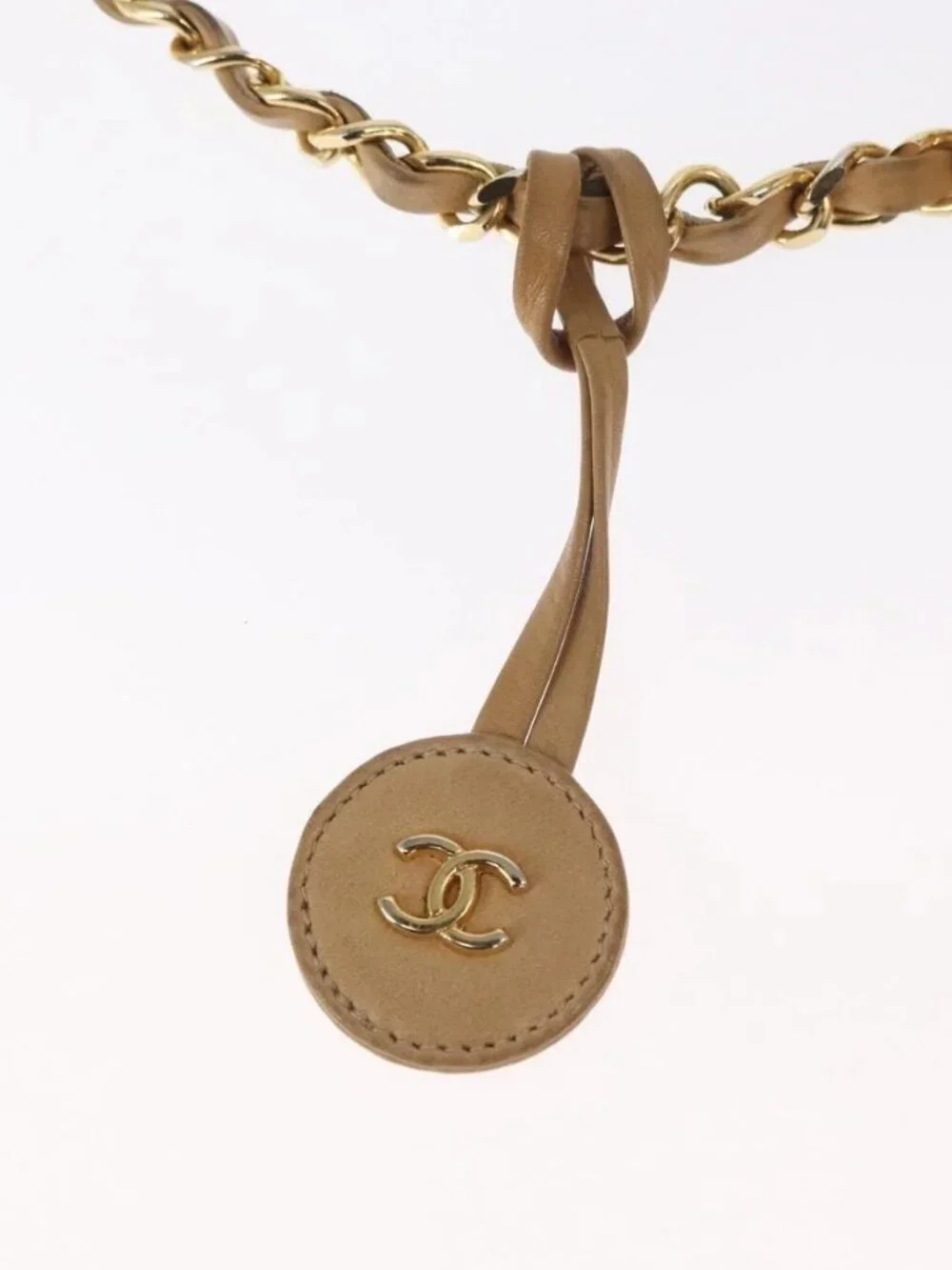 CHANEL Chain Matelasse Shoulder Bag Lamb Skin Beige Gold CC Auth gh1553
